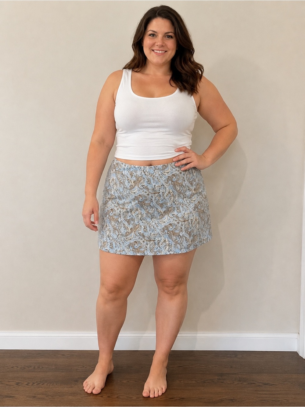 Hollister Light Blue Paisley A-Line Skirt